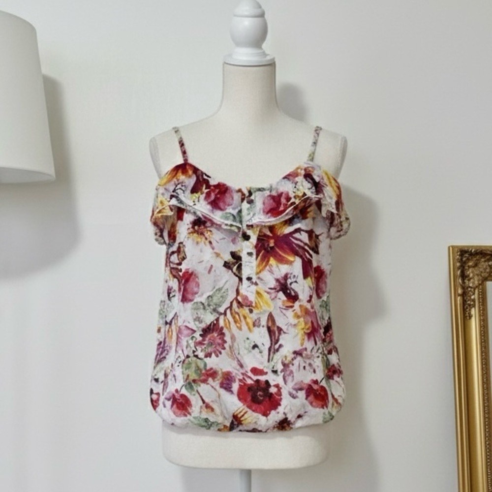 Dynamite| Y2K Multicolour Pinks Floral Silky Lightweight Cami Blouse Sz XS